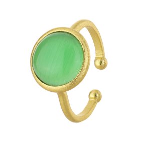 Ring - Green Cat Eye forgyldt 
