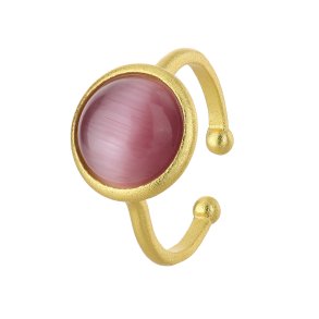 Ring - Cat eye rosa forgyldt