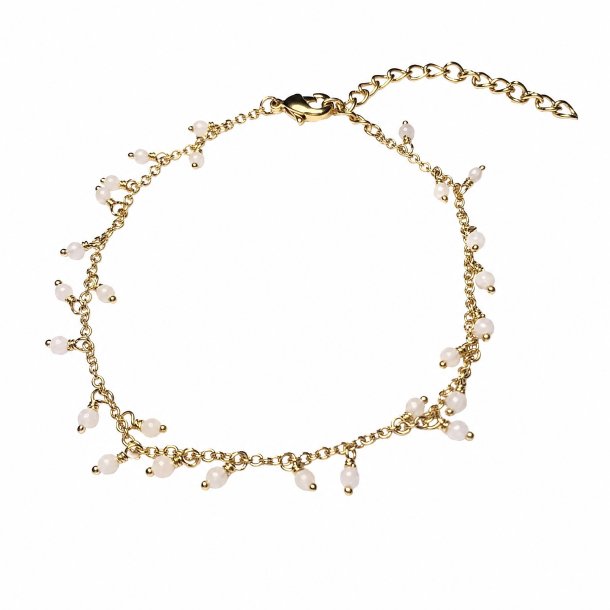 Armb�nd - White pearls on chain forgyldt