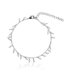 Armb�nd - White pearls on chain fors�lvet