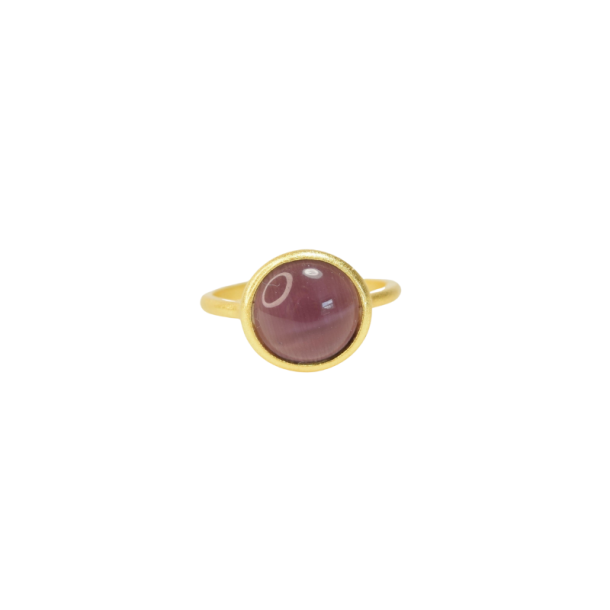 Ring - Purple Cat Eye forgyldt