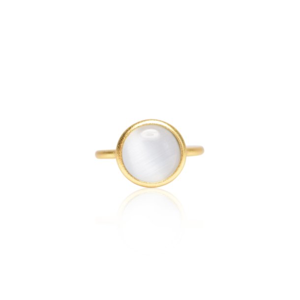 Ring - Cat eye moonstone forgyldt