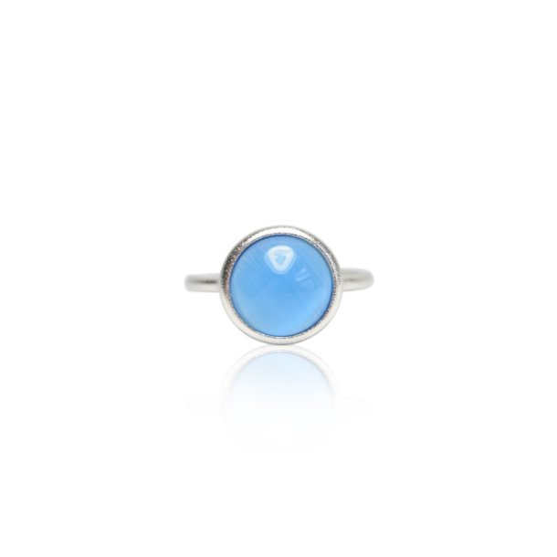 Ring - Cat Eye light blue forslvet