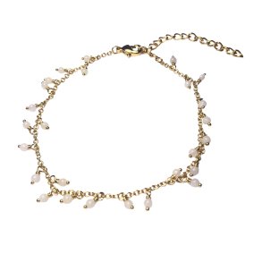 Armb�nd - White pearls on chain forgyldt