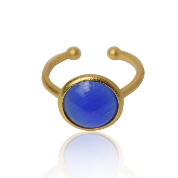 Ring - Cat eye Deep blue forgyldt