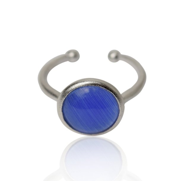 Ring - Cat eye Deep blue forslvet