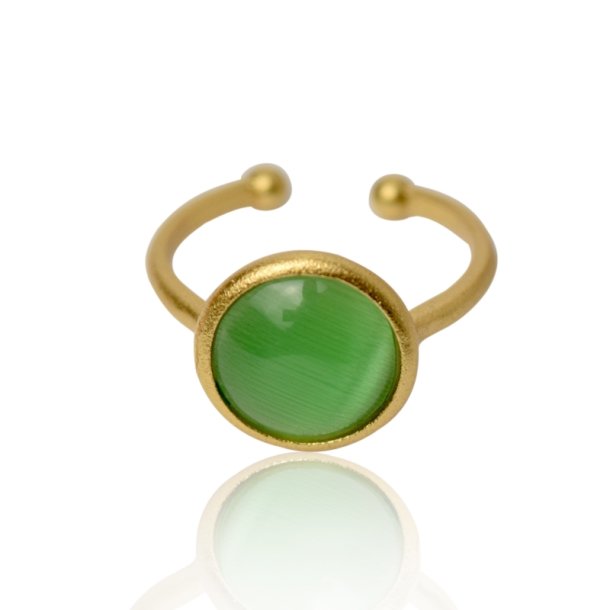 Ring - Green Cat Eye forgyldt 