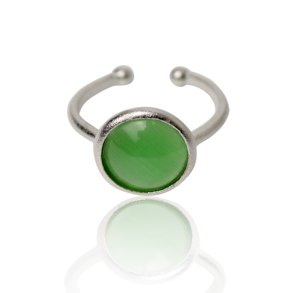 Ring - Green Cat Eye fors�lvet