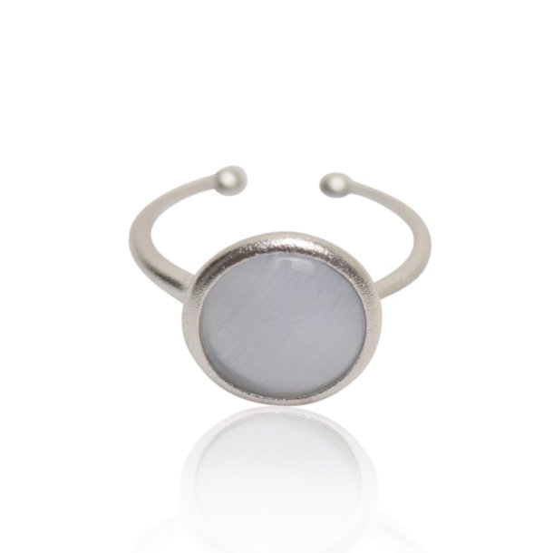 Ring - Cat eye moonstone forslvet